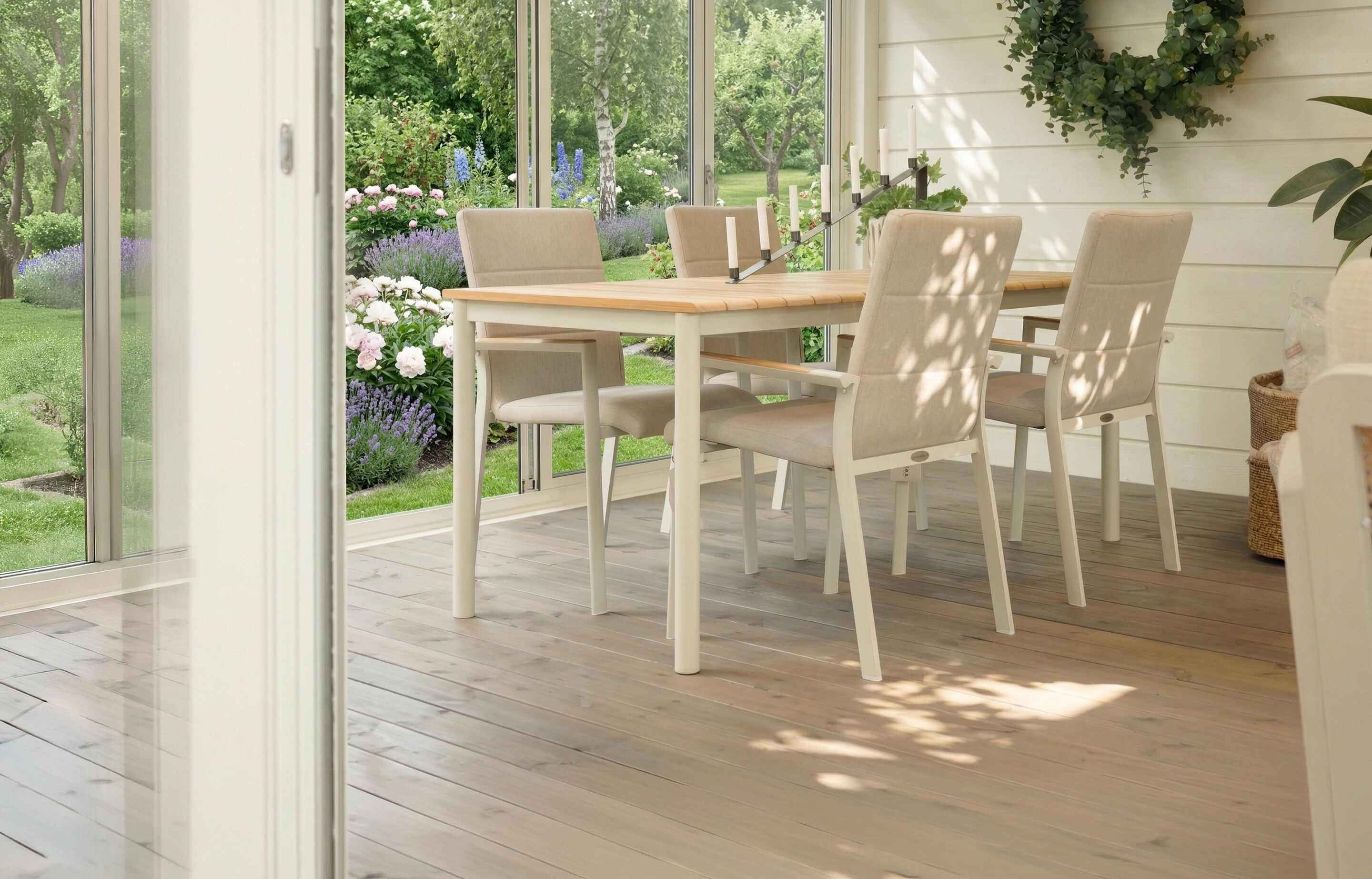 Chamomile rechteckiger Esstisch 180x80 cm – Schmaler Teaktisch für Terrasse & Garten | Willab Garden