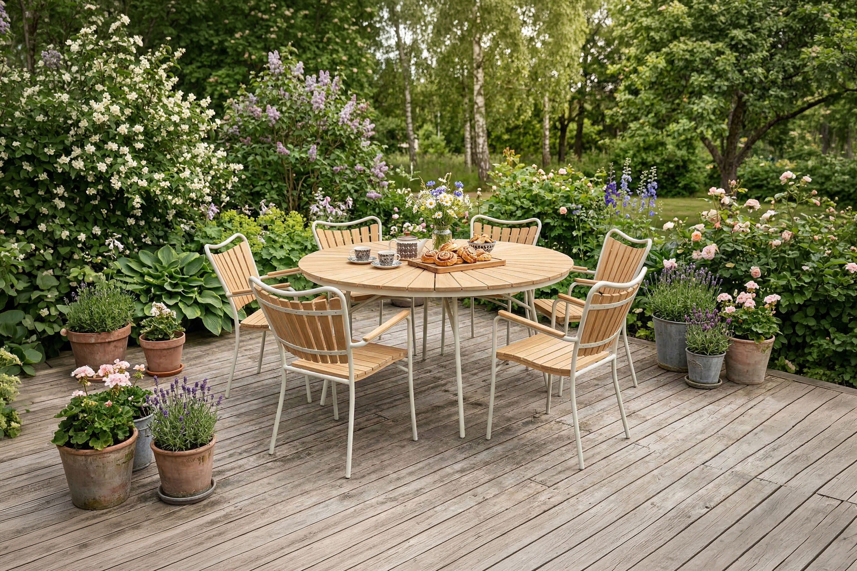 Chamomile runder Esstisch 150 cm – Klappbarer Teaktisch für Garten & Terrasse | Willab Garden