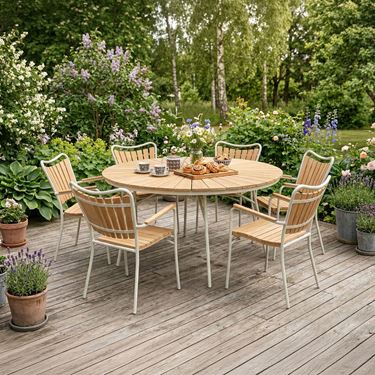 Chamomile runder Esstisch 150 cm – Klappbarer Teaktisch für Garten & Terrasse | Willab Garden