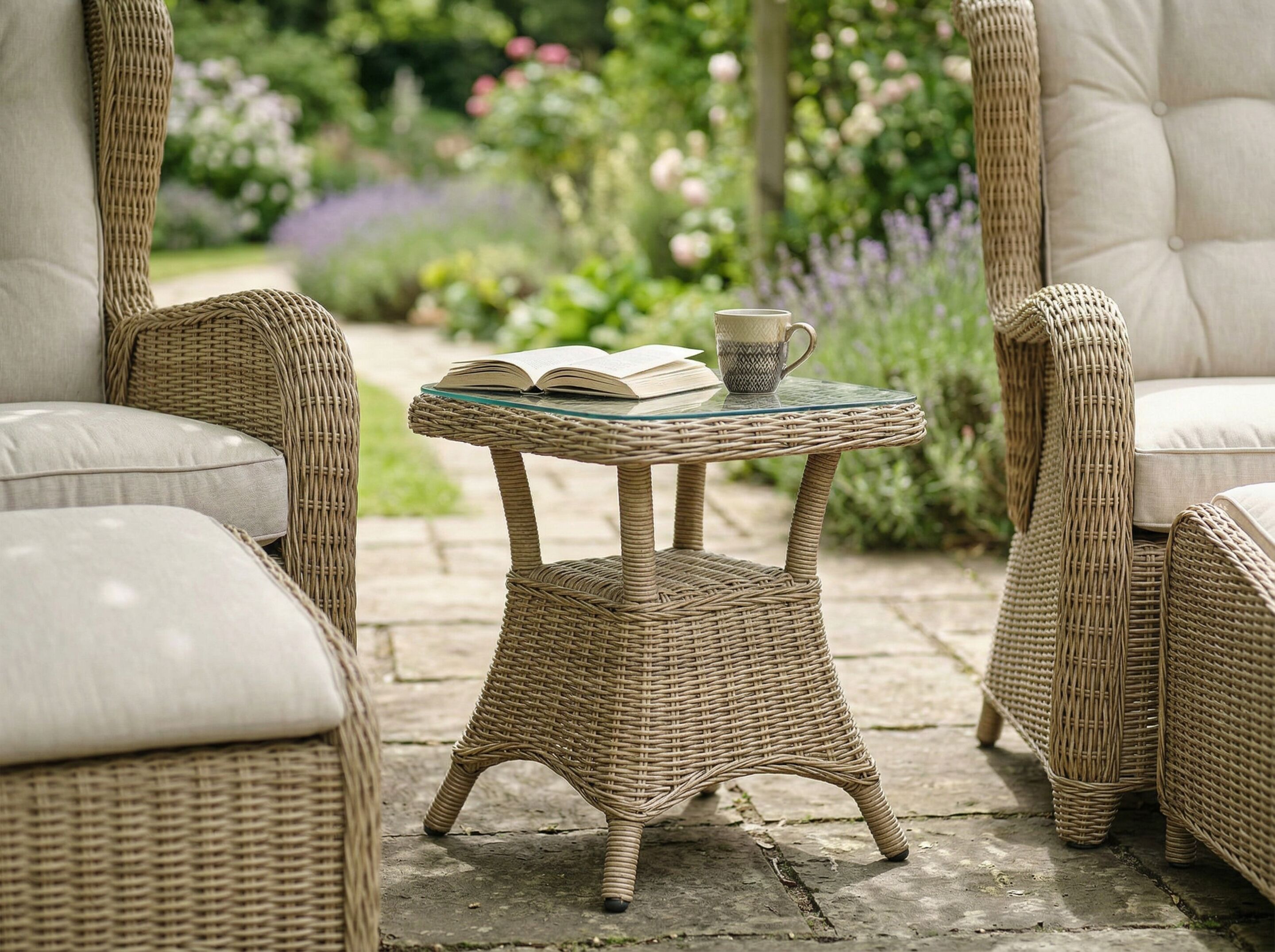 Basil Beistelltisch aus Polyrattan – stilvoll für Terrasse & Garten